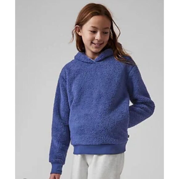 Athleta Girl So Snug Sherpa Hoodie 2.0 with pockets Damask Blue Size Large 12 - Picture 1 of 13